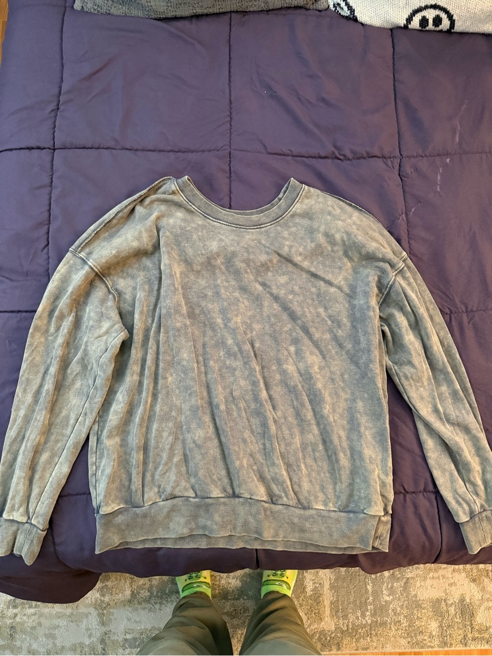 Women’s Washed Gray Crewneck Sweater